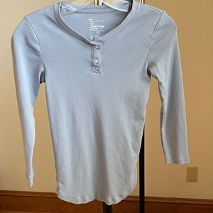 GAP Long Sleeve Henley - Light Blue